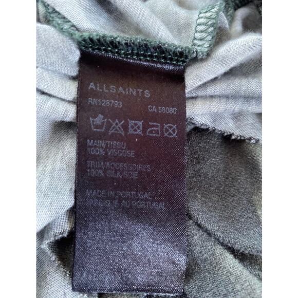 ALLSAINTS Gamma Ruched Sleeveless Dress XS Green Animal Print Asymmetrical Y2k - Picture 10 of 10